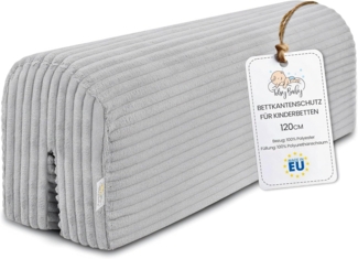 Bettkantenschutz für Kinderbetten 120 cm - Schutz für Bettrahmen Baby Bett rausfallschutz für boxspringbett bettgitter mit Bezug Kantenschutz Kinder Babybett Hellgrau