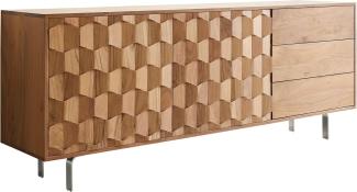 Sideboard Fevo 175 cm Akazie Natur 2 Türen 3 Schubfächer L-Fuß