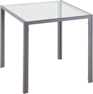 HOMCOM Esstisch Esszimmertisch für 4 Personen (Glastisch, 1-St, Küchentisch), für Küche, Esszimmer, Grau, 75 x 75 x 75 cm
