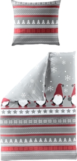 BIERBAUM Bettwäsche Bettwäsche Bierbaum Biber 4051-60 Wichtel Schneeflocke Grau 135x200, Feinbiber, 2 teilig