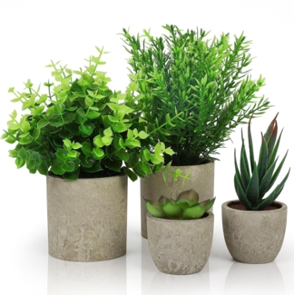 Belle Vous Outdoorteppich Belle Vous 4er Pack Kunstpflanzen im Topf für den Innenbereich -, Höhe: 250,00 mm
