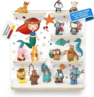 stadtecken Holzregal für Musikbox – Passend für Toniebox & ca. 40 Tonies | Perfekte Aufbewahrung fürs Kinderzimmer | Zum Aufhängen | Erweiterbar (Meerjungfrau ohne Musikbox)