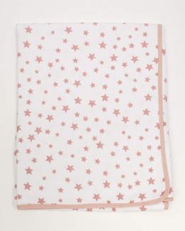 Ti TIN | weiche, saugfähige Babydecke, 80x75 cm | Krabbeldecke aus 100% Baumwolle mit doppellagigen Stoff, Babydecke fürs Auto, Wiege, Kinderwagen, Babyschale, etc, Sternchen-Motiv, rosa