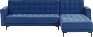 4-Sitzer Ecksofa Samtstoff blau schwarz linksseitig mit Schlaffunktion ABERDEEN