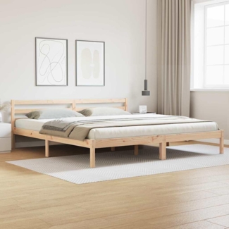 vidaXL Bettgestell mit Kopfteil Braun 220 x 200 cm Massivholz Kiefer 869786