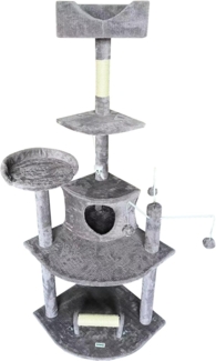 ESTEXO Kratzbaum Katzenkratzbaum Eck Katzenbaum 163 cm Spielbaum Kletterbaum Grau