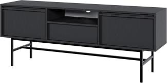 Selsey 'Evo' TV-Lowboard 2-türig mit Schublade, schwarz, ca. 60 x 154 x 39 cm