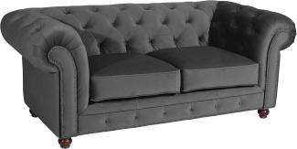 Orleans Sofa 2-Sitzer Samtvelours Anthrazit Buche Nussbaumfarben