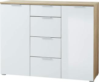 Sideboard >Telde< in Navarra-Eiche-Nachbildung/Weiß - 134x105x40cm (BxHxT)