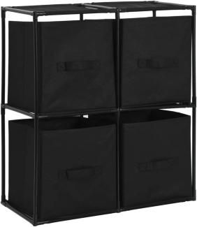 vidaXL Lagerschrank mit 4 Stoffkörben Schwarz 63×30×71 cm Stahl 282462