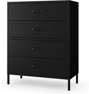 Jan Nowak Metall Kommode mit Schubladen - Carla | Komodenschrank für Schlafzimmer, Wohnzimmer, Kinderzimmer, Flur | Industrial Loft Style | Schubladenkommode Glitzernd | 80 x 101,5 x 40 cm | Schwarz