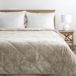 Eurofirany Tagesdecke VELVET2, Steppdecke Samtdecke Karomuster Weicher Überwurf Velours