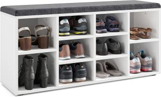 KOMTO Schuhbank mit Sitzfläche - Schuhregal Weiß 104 x 50 x 30 cm Schuhschrank mit Sitzbank Flur Bank mit Stauraum Garderobenbank Sofia