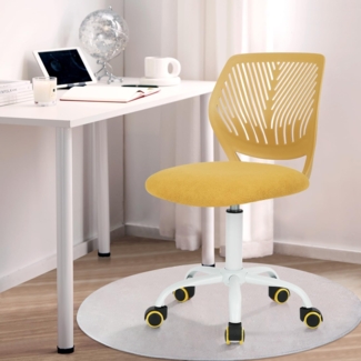 FurnitureR Kinder Schreibtischstuhl, höhenverstellbarer Drehstuhl mit kleinem Loch Rückenlehne Design, geeignet für Kinderzimmer oder Arbeitszimmer, Molandi Lime Gelb