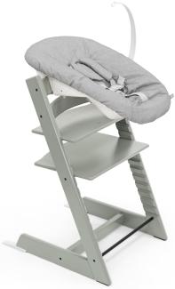 Tripp Trapp Stuhl von Stokke (Glacier Green) mit Newborn Set (Grey) - Für Neugeborene bis zu 9 kg - Gemütlich, sicher & einfach zu verwenden