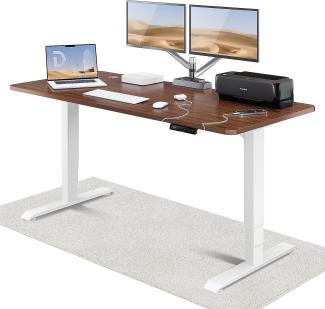 Höhenverstellbarer Schreibtisch - Höhenverstellbar Elektrisch mit Flüsterleisem Dual-Motor & Touchscreen - Hohe Tragfähigkeit - Stehtisch von Desktronic, Weiß + Nussbaum, 180x80 cm