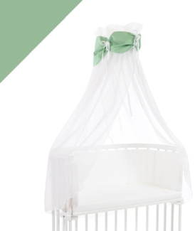 Babybay Betthimmel weiß mit grüner Schleife, für alle Babybay Modelle
