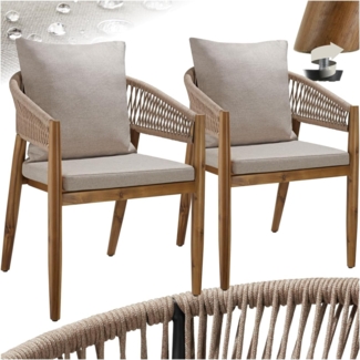 tectake Gartenstuhl Manacor (Set, 2 St), Durchgehende Arm- und Rückenlehne