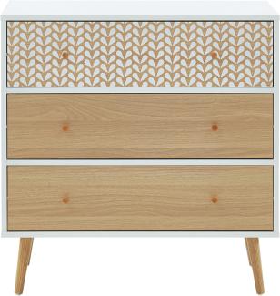 BAÏTA Capucine Kommode, Holz, Weiß und Eiche, L78cm