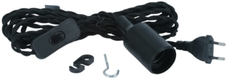 PARUS Pflanzenlampe Zubehör, ohne Leuchtmittel, 4 Meter Kabel, Parus by Venso E27 Lampenfassung Helix 4m Textilkabel Schwarz, Euroste