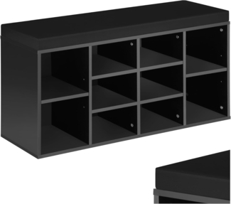 tectake Schuhschrank Schuhregal mit Sitzpolster 103,5x48x30cm (Set mit Schrank+Kissen, 1-St, inkl. Sitzkissen) für 10 Paar Schuhe