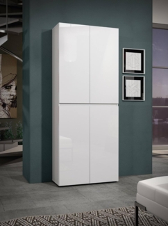 Dmora - Schuhschrank Alberton, Schuhregal, Mehrzweck-Eingangsgarderobe, Möbel für Schuhe, Made in Italy, 80x34h200 cm, Glänzendes Weiß