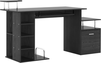 HOMCOM Computertisch Schreibtisch Bürotisch PC Tisch Arbeitstisch mit Schublade und Aktenhalterung 152 × 60 × 88 cm