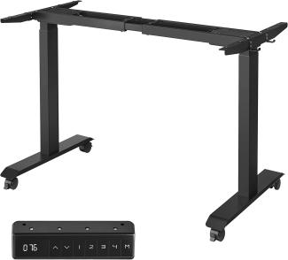 Höhenverstellbarer Schreibtisch elektrisch, Schreibtischständer, Doppelmotor, mit Haken, stufenlos verstellbar, Memoryfunktion, Stahl, schwarz LSD019B01