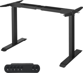 Höhenverstellbarer Schreibtisch elektrisch, Schreibtischständer, Doppelmotor, mit Haken, stufenlos verstellbar, Memoryfunktion, Stahl, schwarz LSD019B01