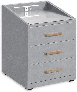 LUNA Nachttisch Boxspringbett, Silber - Funktionaler Nachtschrank mit USB-Anschluss und LED-Beleuchtung - 47 x 61 x 46 cm (B/H/T)