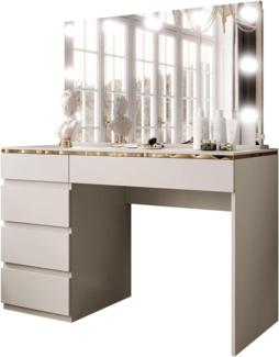Lookway Schminktisch AURORA II ELITE KASCHMIR mit Spiegel und Beleuchtung (1x Schreibtisch 1x Spiegel), Breite: 120 cm