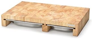 CONTINENTA Schneidebrett mit 3 Edelstahl Schubladen 50 x 32,5 x 8 cm