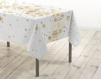 Douceur d'Intérieur, Tischdecke, rechteckig (150x240 cm), Sternbild, weiß/Gold, Polyester, Bedruckt metallic