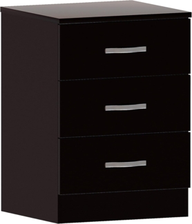 Vida Designs Schwarze Kommode Metallgriffen und Laufschienen, einzigartige Anti-Biege-Schublade, Schlafzimmermöbel, Kiefer, 3 Drawer