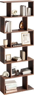 Home Collective Bücherregal Regal Raumteiler aus Holz mit versetzter Fachaufteilung, 70x24x190 cm, Dunkles Holz