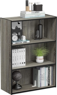 Furinno Pasir Bücherregal mit 3 Fächern, holz, Französisches Eichengrau, 24. 64x57. 66x80 cm