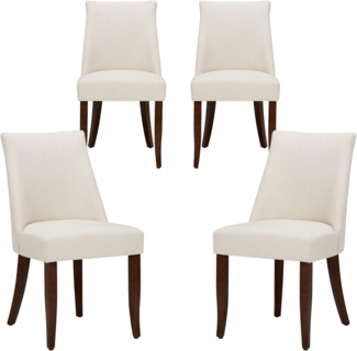 COLAMY Esszimmerstühle 4er Set, Küchenstuhl Polsterstuhl Stühle mit Rückenlehne, Moderne Stoff Dining Chairs mit Holzbeinen für Esszimmer, Küche, Restaurant mit Holzbeinen, Beige