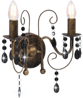 vidaXL Wandleuchte mit Perlen Antik-Schwarz 2 × E14-Glühbirnen 281591