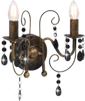 vidaXL Wandleuchte mit Perlen Antik-Schwarz 2 × E14-Glühbirnen 281591