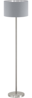 Eglo 'Maserlo' Stehleuchte mit Fußtrittschalter, Textil grau / silber, E27, 1x60W, Höhe 151 x Ø 38 cm