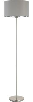 Eglo 'Maserlo' Stehleuchte mit Fußtrittschalter, Textil grau / silber, E27, 1x60W, Höhe 151 x Ø 38 cm