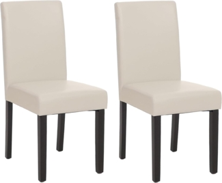 2er-Set Esszimmerstuhl Stuhl Küchenstuhl Littau ~ Kunstleder, weiß, dunkle Beine