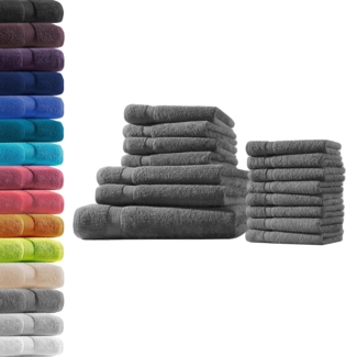 1x Badetuch + 2X Duschtuch + 4X Handtuch + 8X Gästetuch | Anthrazit | 100% Baumwolle Frottier | Oeko-TEX® Standard 100 | Premium Qualität 500 g/m²