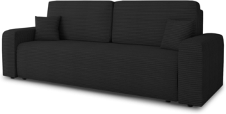 Schlafsofa Spark – Sofa mit Schlaffunktion und Bettkasten, Bonellfederkern, Cordbezug, große Schlaffläche, modernes Polstersofa & Bettsofa (Schwarz (Poso 135))