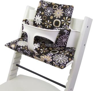 BAMBINIWELT Sitzkissen, kompatibel mit Stokke 'Tripp Trapp' Hochstuhl, Beige/Braun (Blumen)