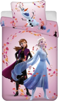 Frozen Baumwoll-Bettwäsche 140x200 cm Deckenbezug + 60x80 cm Kissenbezug mit Reißverschluss