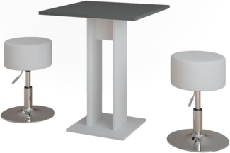 Vicco Esstisch Set Weiß/Anthrazit 65 x 65 cm mit 2 Hockern, Repose