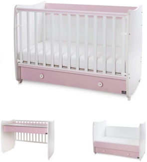 Lorelli Babybett Dream 60 x 120 cm umbaubar Schreibtisch Kinderbett Schaukelbett pink