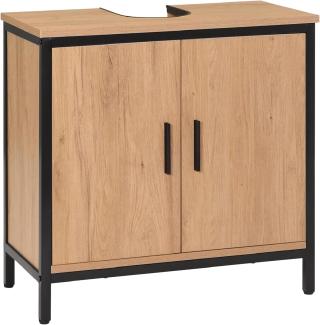 EUGAD Waschbeckenunterschrank 60x60x30 cm, Badezimmerschrank mit höhenverstellbarer Trennwand, Kleiner Schrank im Badezimmer, Badschrank aus Holzwerkstoff Metall, Schwarz