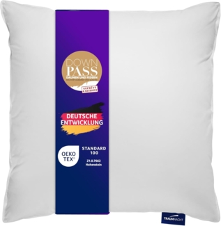 Traumnacht Komfort Daunenkissen mit hochwertiger Halbdaunenfüllung und daunendichtem Bezug aus 100% Baumwolle, Öko-Tex zertifiziert 80x80 cm, produziert nach deutschem Qualitätsstandard